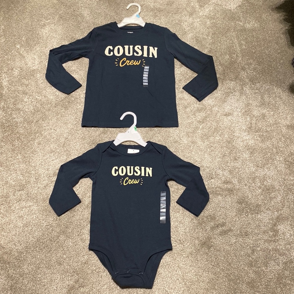 NWT Carter’s Matching 5T & 18 Months Cousin Crew Shirts